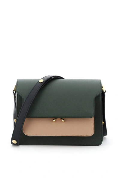 Shop Marni Trunk Medium Bag In Khaki,black,pink