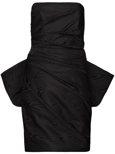 Shop Solace London Ruffle Detail Strapless Mini Dress In Black