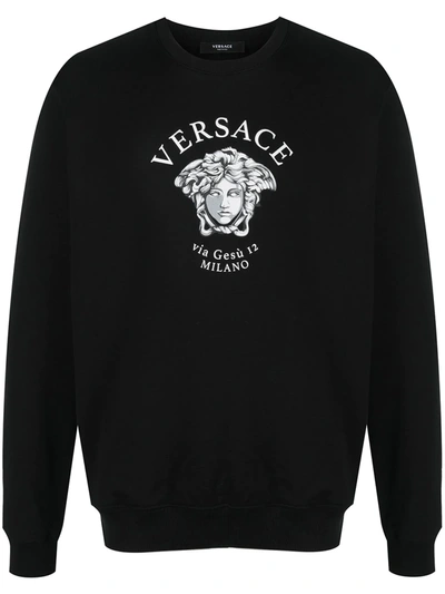 Shop Versace Medusa Head Logo Sweatshirt In Black