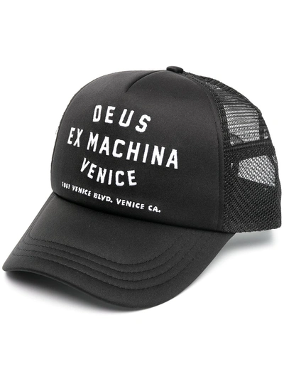 Deus Ex Machina Venice Address-embroidered Baseball Cap In Black