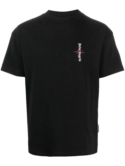 Shop Palm Angels Chest Logo Print T-shirt In Black