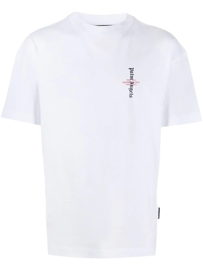 Shop Palm Angels Chest Logo Print T-shirt In White