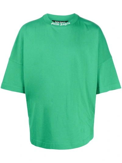 Shop Palm Angels Rear Logo Print T-shirt In Green