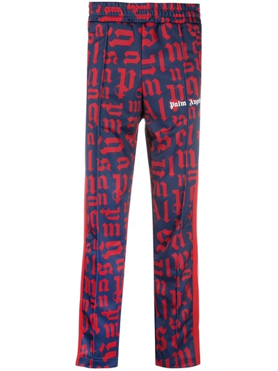 Shop Palm Angels Broken Monogram Track Pants In Blue