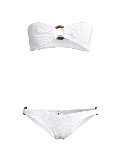 Shop Hunza G Gloria Ring Detail Bandeau 2-piece Bikini Set In White