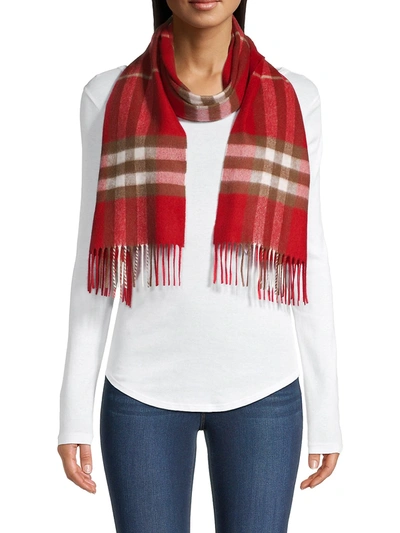 Shop Burberry Women's Giant Icon Check Cashmere Scarf In Bright Red