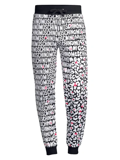 Shop Moschino Logo Lounge Pants In Red Multi