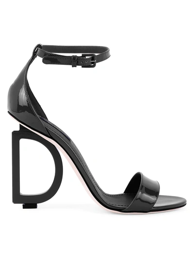 Shop Dolce & Gabbana Sculpted-heel Patent Leather Sandals In Nero