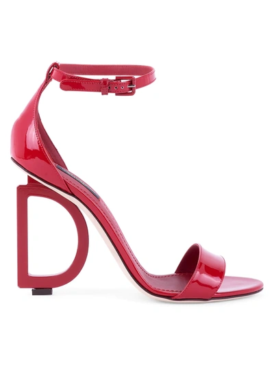 Shop Dolce & Gabbana Women's Sculpted-heel Patent Leather Sandals In Rubino
