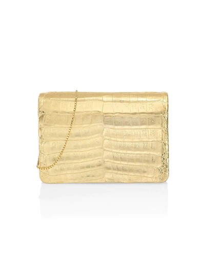 Shop Nancy Gonzalez Metallic Crocodile Crossbody Bag In Gold