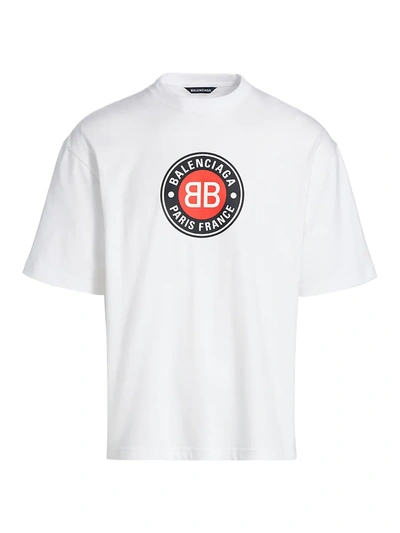 Shop Balenciaga Men's Logo Graphic T-shirt In White