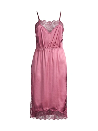 Shop Fleur Du Mal Rose Lace Slip Dress In Rosewood