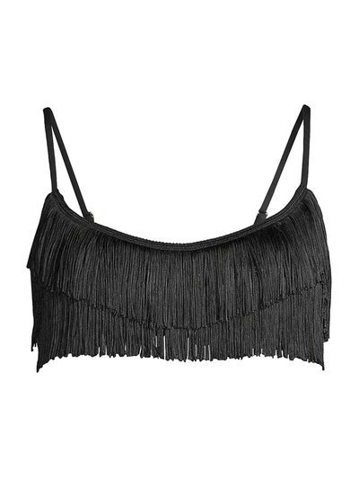Shop Stella Mccartney Fringes Bikini Top In Black