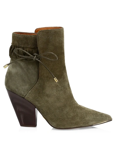 Shop Tory Burch Lila Suede Scrunch Ankle Boots In Olive