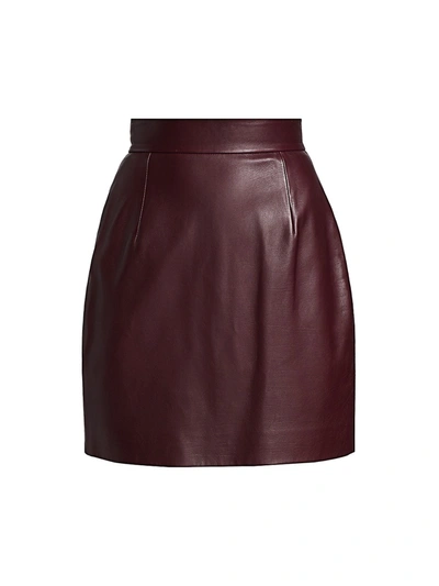 Shop Khaite Eiko Leather Mini Skirt In Bordeaux