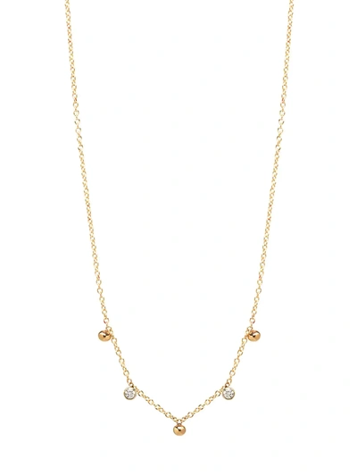 Shop Zoë Chicco Gold Beads 14k Yellow Gold & Diamond Scattered Charm Necklace