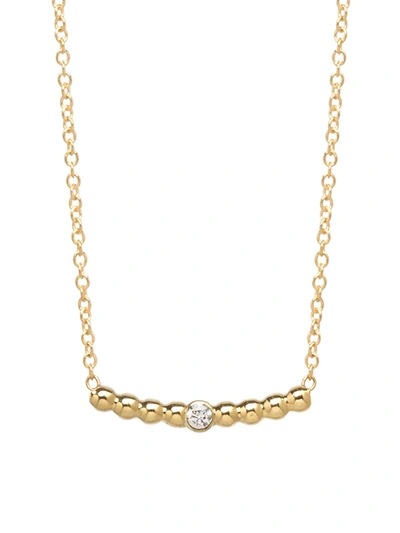 Shop Zoë Chicco Women's Gold Beads 14k Yellow Gold & Diamond Curved Bar Pendant Necklace