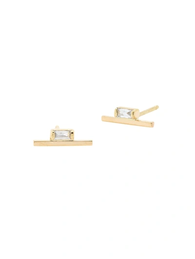 Shop Zoë Chicco Women's Baguette 14k Yellow Gold & Diamond Stud Earrings