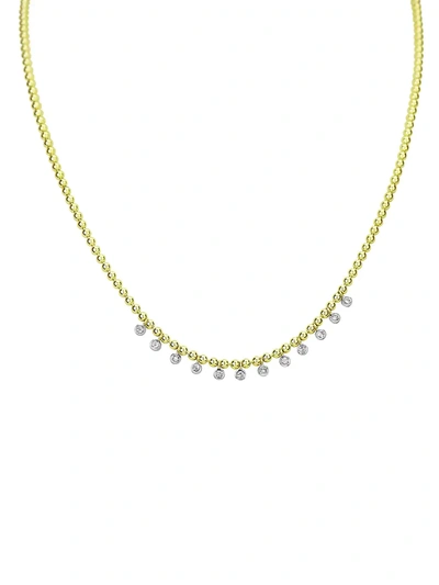 Shop Meira T 14k Yellow Gold & Bezel-set Diamond Charm Ball Chain Necklace