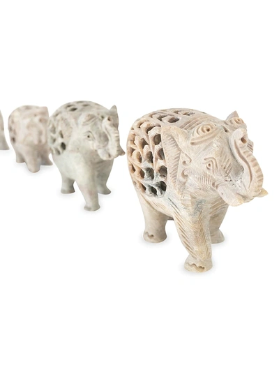 Shop Anaya Marble Hand-carved 4-piece Elephant Family