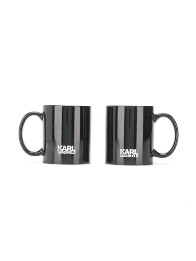 Shop Karl Lagerfeld Logo Print Mug Set In Black