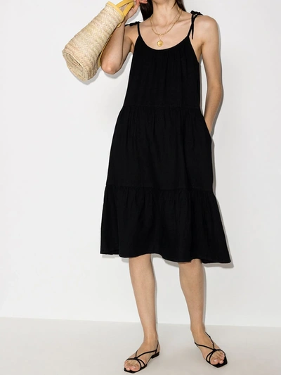 Shop Honorine Lucy Linen Slip Dress In Black