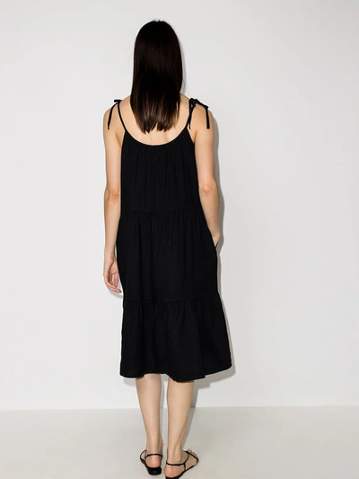 Shop Honorine Lucy Linen Slip Dress In Black