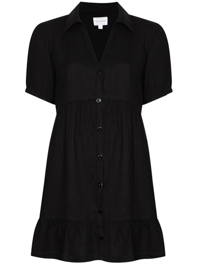 Shop Honorine V-neck Linen Mini Dress In Black