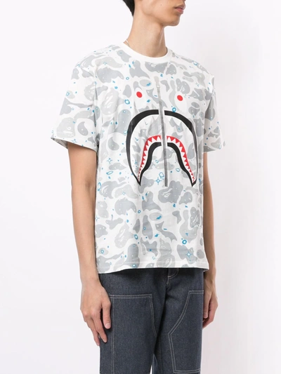 Shop A Bathing Ape Camouflage Shark Print Cotton T-shirt In Grey