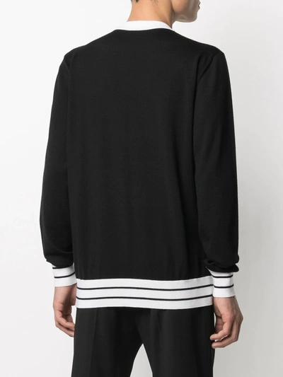 Shop Balmain Logo Knitted Jumper In Black