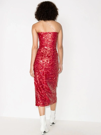 Shop Anouki Crystal Strap Detail Sequin Dress In Red