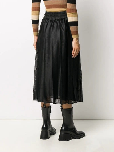 Shop Moncler Pleated Mesh Skirt In Black
