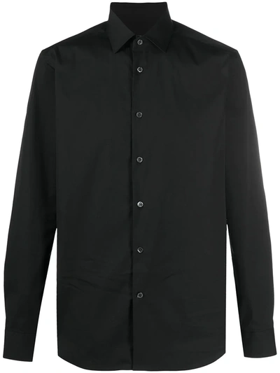 Shop Corneliani Plain Twill Shirt In Black