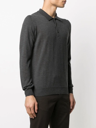 Shop Corneliani Fine Wool Polo Shirt In Grey