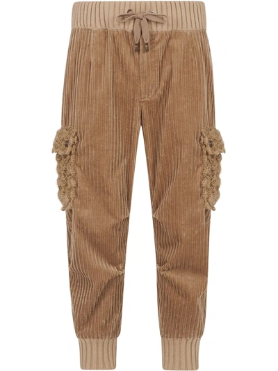 Shop Dolce & Gabbana Corduroy Loose-fit Trousers In Neutrals