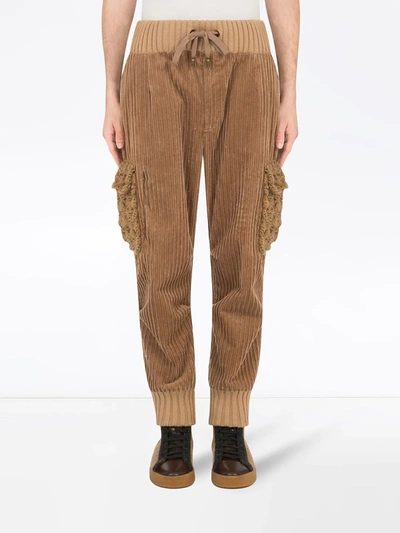 Shop Dolce & Gabbana Corduroy Loose-fit Trousers In Neutrals