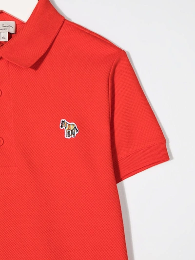 Paul Smith Junior Red Logo Zebra Polo Shirt In Red