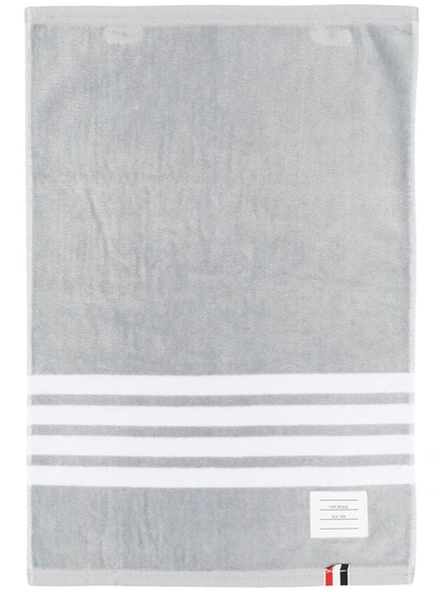 Shop Thom Browne Terry 4-bar Small Gym Towel In 035 Med Grey