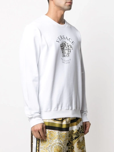 Shop Versace Medusa Head Logo Sweatshirt In White