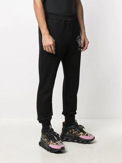 Shop Versace Medusa Head Cotton Track Trousers In Black