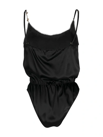 Shop Versace Logo Plaque Sleeveless Bodysuit In Black
