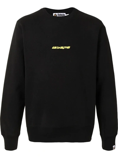 Shop A Bathing Ape Logo Print Crew-neck Sweatshirt In Black