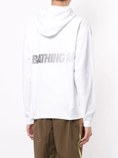 Shop A Bathing Ape Logo Print Hoodie In White