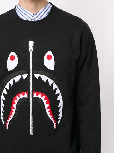 Shop A Bathing Ape Shark Motif Crew-neck Sweatshirt In Black