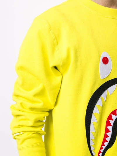 Shop A Bathing Ape Shark Motif Crew-neck Sweatshirt In Yellow