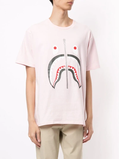Shop A Bathing Ape Sad Shark-print T-shirt In Pink