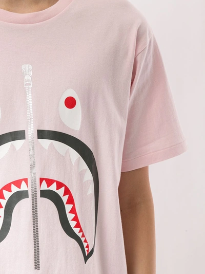 Shop A Bathing Ape Sad Shark-print T-shirt In Pink