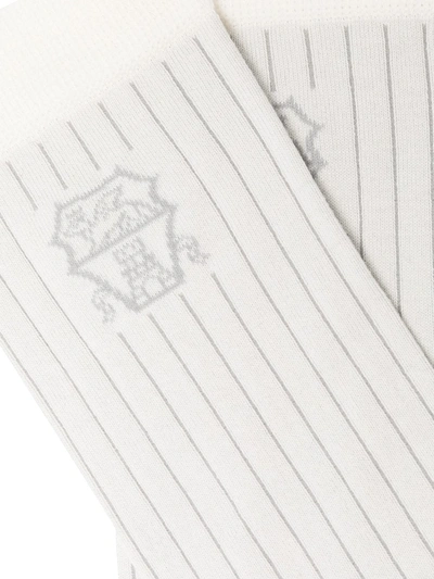 Shop Brunello Cucinelli Intarsia-knit Logo Socks In White