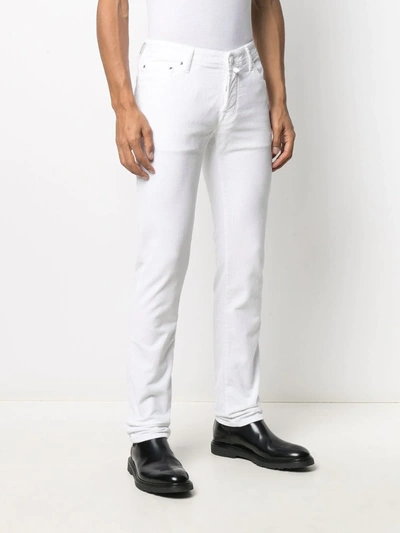 Shop Jacob Cohen White Straight-leg Trousers