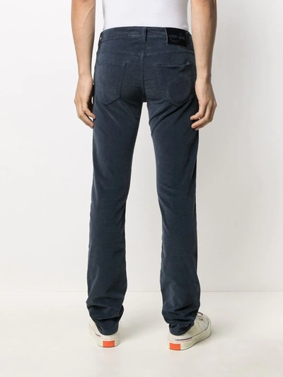 Shop Jacob Cohen Corduroy Straight-leg Trousers In Blue